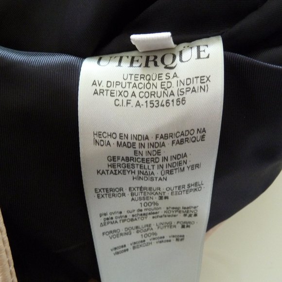 UTERQUE LAMBSKIN ROSEPETALS/BEIGE LEATHER BIKER JACKET SIZE SMALL NEW NO TAGS - Picture 14 of 15